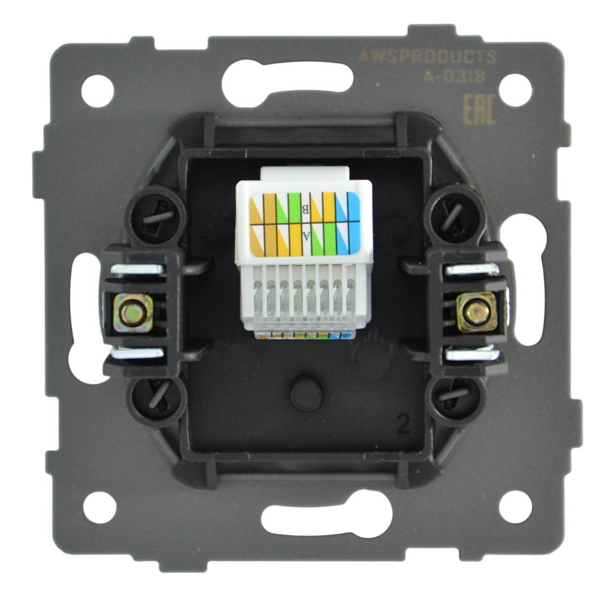 Розетка RJ45 (cat 5e) 1-я чёрная A-031B AWSPRODUCTS