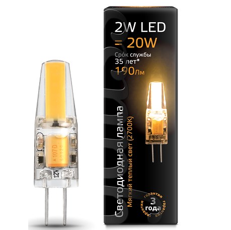 Лампа GAUSS LED G4 2W 220V GU5.3 2700K 190Lm
