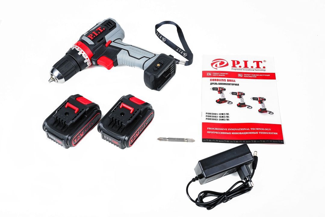 Шуруповерт бесщеточный PID03001-12M2/BL (12В, акб 1,5 Ач, 28Нм, с функцией удара ,фикс. шпинделя) P.