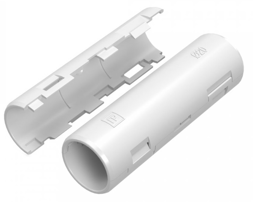 Муфта труба-труба 20 мм БЕЛАЯ разборная Промрукав (70шт) (840шт кор)