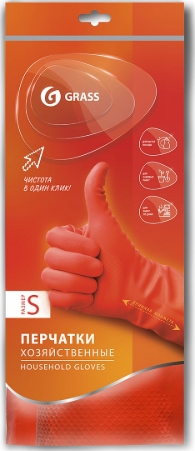 Перчатки хозяйственные латексные в инд. упаковке, пара Красные, Размер S