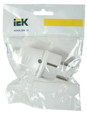 Вилка прямая с/з 16А Белая ВПп10-01-Ст IEK