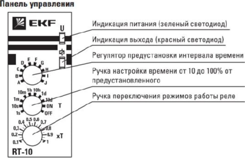 Реле времени (10 устанавл. функц.) RT-10 8А 12-240В PROxima