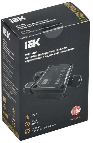 Коробка распред. о/п 123х82х42 IP68 ЧЕРНАЯ 3 ввода WTP-401 IEK