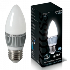 Лампа Gauss LED Свеча 6W 220V E27 4100K 570Lm
