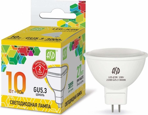 Лампа LED-JCDR-standard 10Вт 230В GU5.3 3000К 900Лм ASD