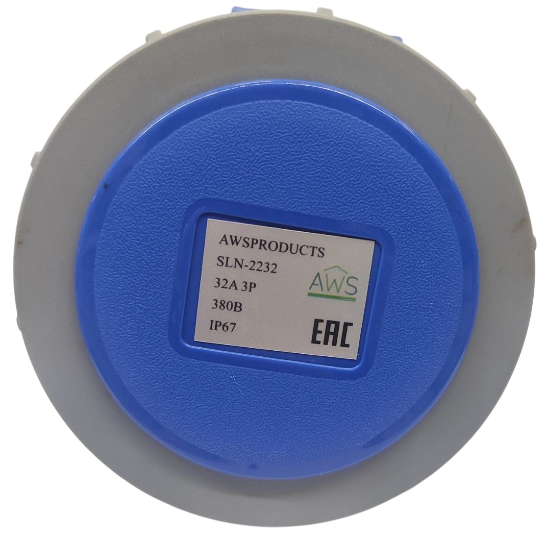 Розетка переносная 32A 3п (2P+PE) SLN-2232 IP67, 380В, AWSPRODUCTS