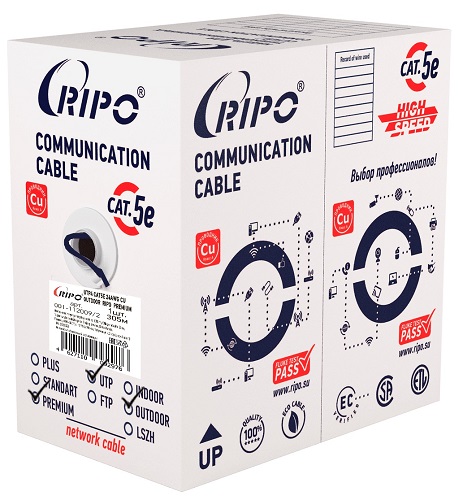 Кабель RIPO Premium UTP cat 5e 4*2*0,51 Cu Outdoor (КСВПП-5e 4*2*0,51)