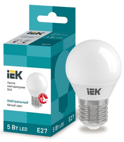 Лампа LED G45 E27 4000К 5Вт 450Lm IEK