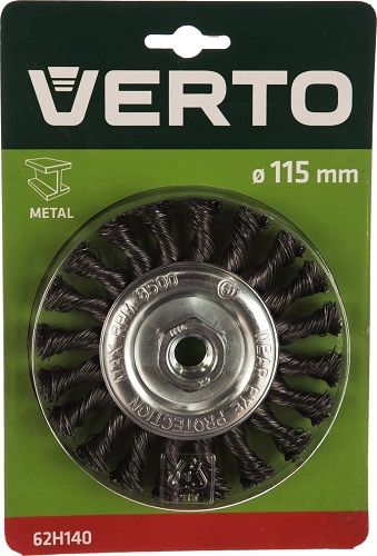 Щетка дисковая, 115 мм, плетеная проволока VERTO