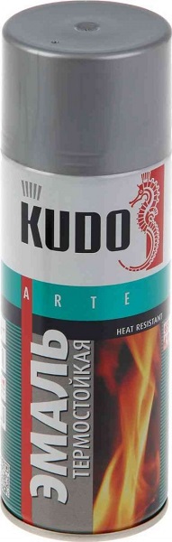Эмаль термостойкая серебристая 520мл KUDO