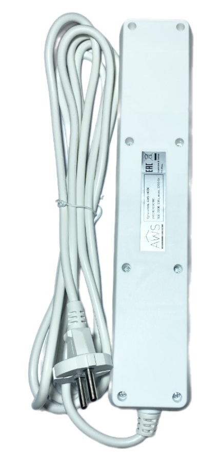 Удлинитель бытовой 5гн. 1,5м б/з с выкл. ПВС 2x0,75mm2 AWS-H05K-1,5