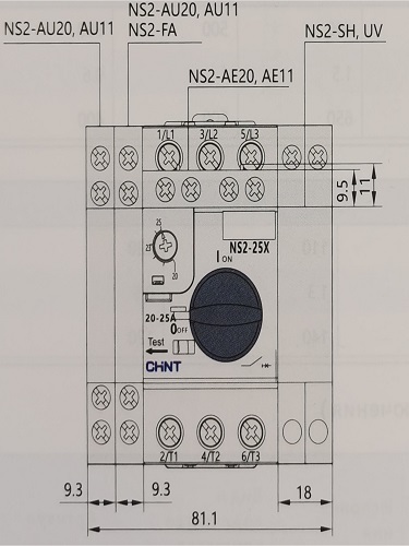 Доп. контакт NS2-AU11 для NS2-25  боковой CHINT