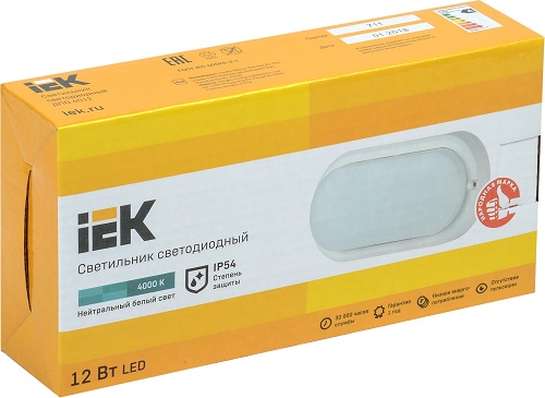 Светильник LED ДПО 4012 12Вт IP54 4000K овал белый IEK