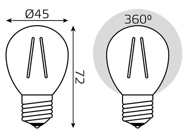 Лампа Gauss Filament Шар 7W 550lm 2700К Е27 LED (3 лампы в упаковке) 1/20