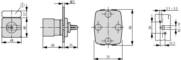 Переключатель щитовой T0-3-8048/E для амперметра (20А, 3-pol)