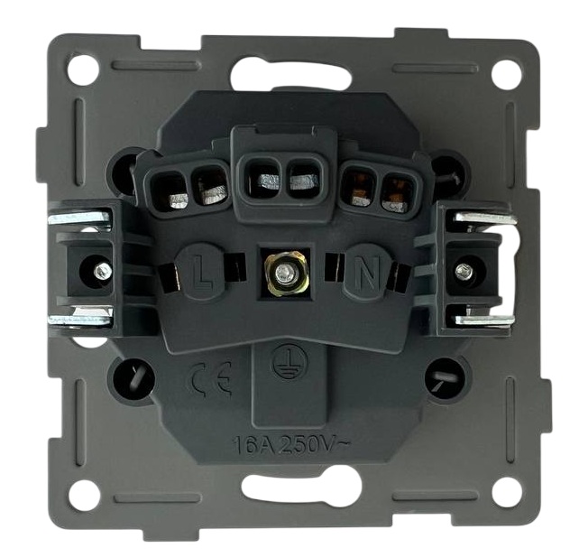 Розетка 1-я с/з со шторками белая U1A-006 SoftTouch "Uno" AWSproducts