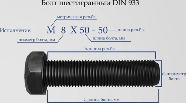 Болт DIN 933 М 8х16 (белый цинк 60 шт.)