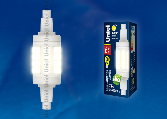 Лампа светодиодная LED-J78-6W/WW/R7s/CL PLZ06WH
