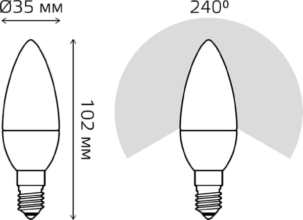 Лампа Gauss Elementary LED  Свеча 6W 220V E14  2700/3000К 420Lm