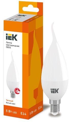 Лампа LED свеча на ветру LED-CB35 eco 5Вт 230В 3000К E14,  450LmIEK