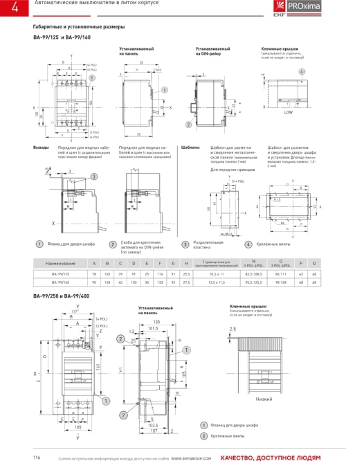 Автоматический выключатель ВА-99 250/200А 35кА 3p. Proxima EKF