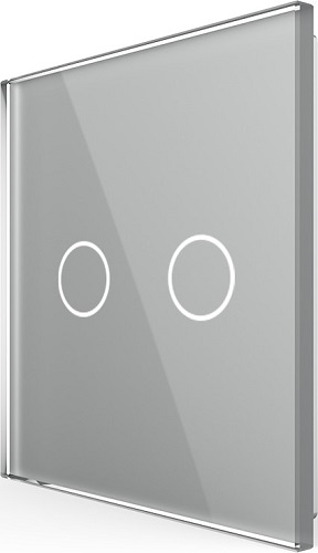 Панель 2кл сенсорного выключателя, цвет серый, стекло