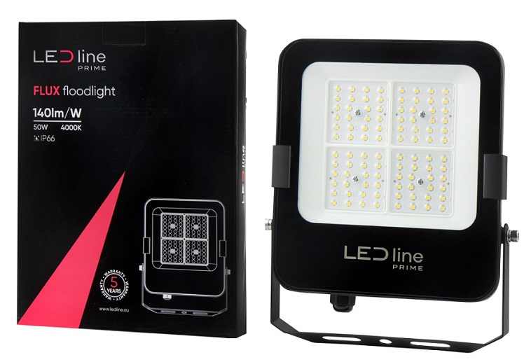 Прожектор LED PRIME FLUX 4000K 50W 7000Lm IP65 черный Ledline