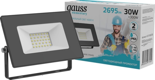 Прожектор светодиодный LED GAUSS  30W 220V 2700Lm 6500K IP65