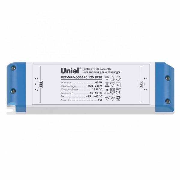 Блок питания для светодиодов UET-VPF-060A20 60W 12V IP20