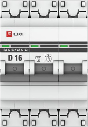 Автомат ВА 47-63 3P 16А (D) 4,5кА 230В PROxima