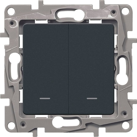 Выключатель 2-кл. с подсветкой Антрацит ETIKA LEGRAND