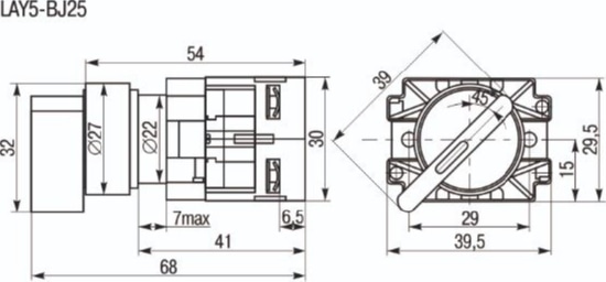 Переключатель LAY5-BJ25 2 положения "I-0" длин ручка ИЭК