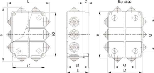 Коробка распред. о/п 190х140х70 IP44 СЕРАЯ 10 сальников КМ41243 IEK (20)