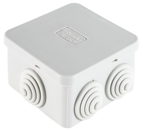 Коробка распред. о/п 70х70х40 IP44 СЕРАЯ 6 сальников JBS070 Ecoplast (200)