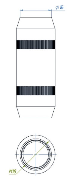 Муфта для омеднённых стержней ф16 (M-18мм)