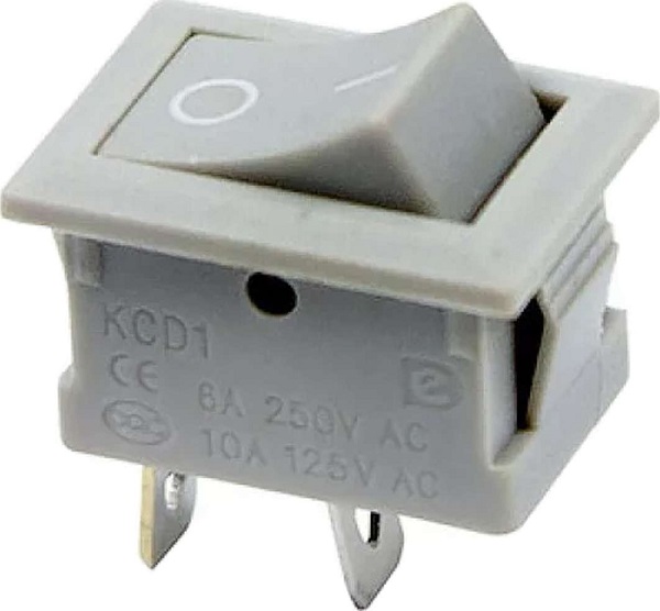 Выключатель клавишный 250V 6А (2с) ON-OFF серый  Mini  REXANT