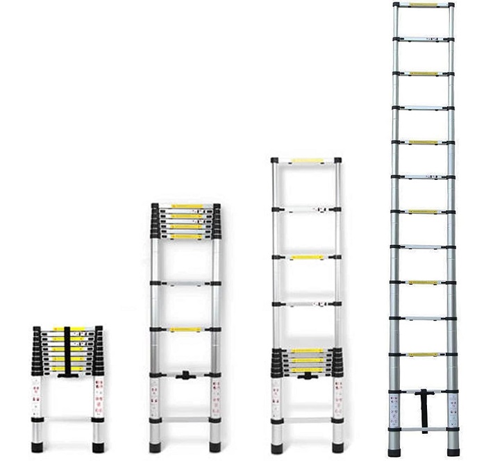Телескопическая лестница 3,8м, 13 ступеней, вес 11,4кг (размер в сложенном состоянии 91*48*9см) (TLS