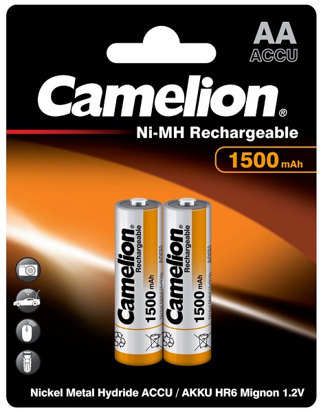 Аккумулятор Camelion  AA-1500mAh Ni-Mh BL-2 (NH-AA1500BP2, аккумулятор,1.2В, (кпл 2шт))