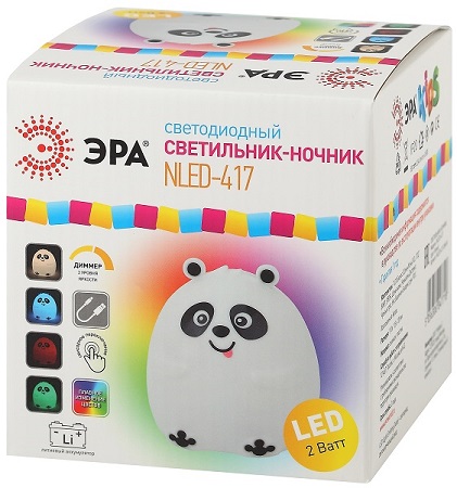 Ночник LED NLED-417-2W-W Панда 2Вт Белый аккумуляторный ЭРА