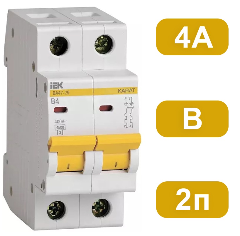 Автоматический выключатель ВА47-29 B4/2 4,5кА IEK