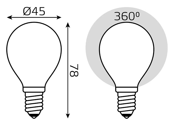 Лампа LED G45 E14 2700К 5Вт 420Лм Filament OPAL Gauss