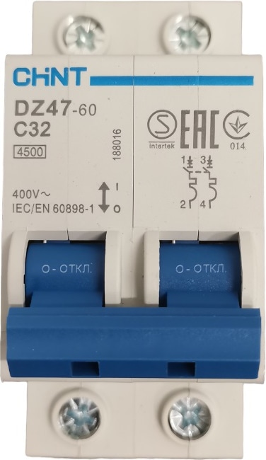 Авт. выкл.DZ47-60 2P 32A 4.5KA х-ка C