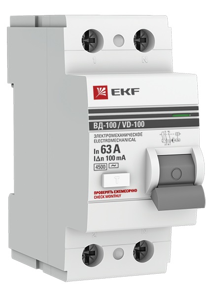 УЗО ВД-100 63/2 100мА, тип AC, 4,5кА PROXIMA EKF