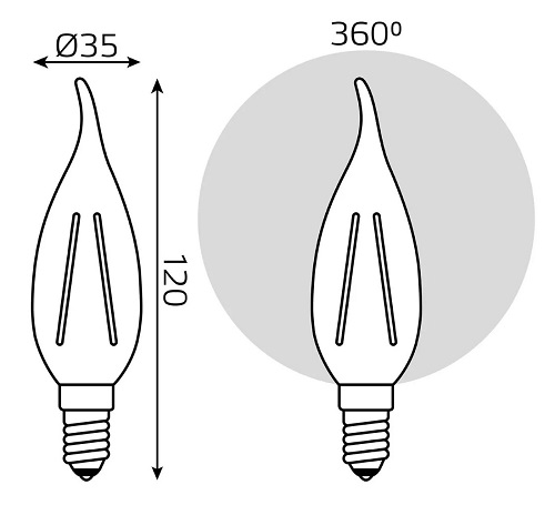 Лампа LED CB35 E14 4100К 7Вт 580Лм упак. 3Шт Fil Elementary Gauss