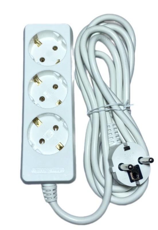 Удлинитель AWS-G03-1,5 3 гнезда с/з, 1,5м, 3x1mm2, 220V