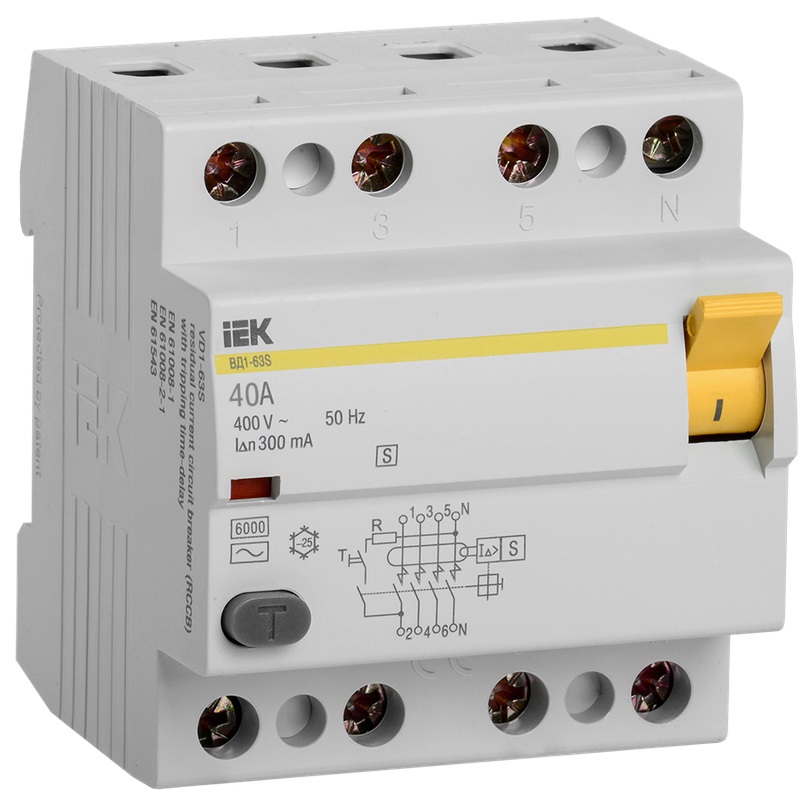 УЗО ВД1-63S 63/4 300мА, тип AC, 6kA IEK