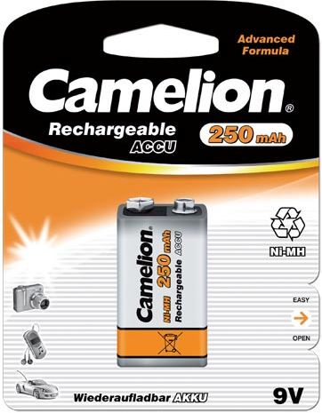 Аккумулятор Camelion 9V-250mAh Ni-Mh BL-1 (9В) крона