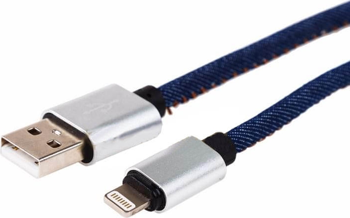 USB кабель 8pin, шнур в джинсовой оплетке REXANT