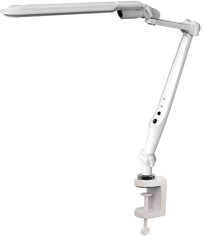 Cветильник настольный Camelion KD-830  C01 бел LED (10 Вт,230В, на струбц.,600 лм,сенс. рег.ярк и цв